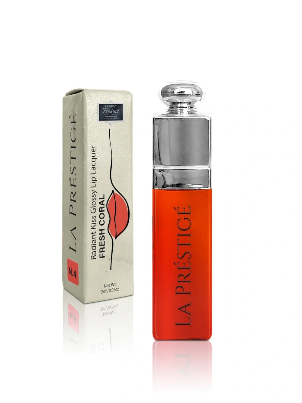 La Prestige 4-Piece Liquid Lip Gloss Set — Red, Coral, Pink, Orange